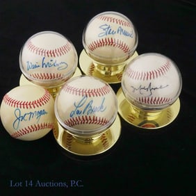 5 Signed Baseballs - McCovey, Musial, Brock ++