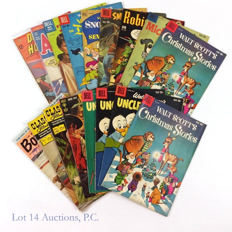 10 - 35 c. Comics Archie, Four Color, Dell (+15): 10 c. - 35 c. Comics Archie, Four Color, Dell (+15).Collection of over fifteen (14) 10 c. to 35 c. kid focused comic books including Archie Comics #32, Drag-Strip Hot Rodders #1, Four Color #382 and m