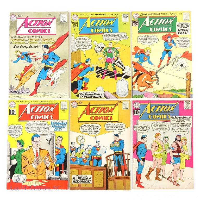 Action Comics, Silver Age, Key Issues, DC (6): Action Comics #263, 266, 277, 278, 279, 282, Key Issues, DC (6). Six (6) Silver Age Action Comics comic books from DC publishing including two (2) Key Issues. Action comics issues included: #263, 266,