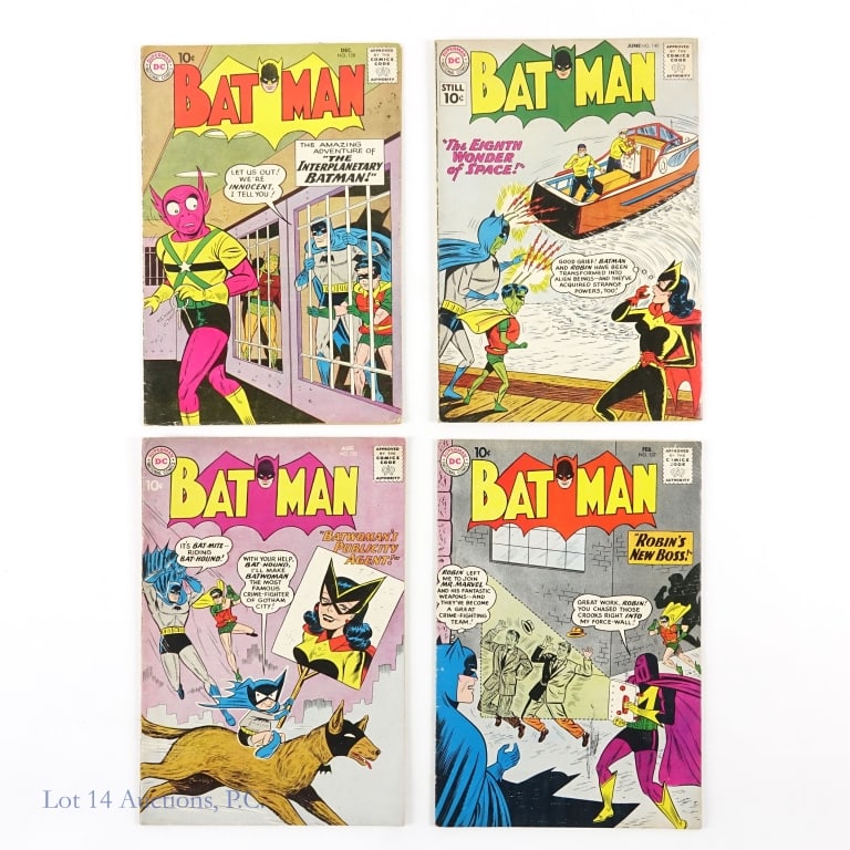 Batman Comics #128, 133, 137, 140, Key, DC (4): Batman Comics #128, 133, 137, 140, Key Issue, DC (4). Four (4) Silver Age Batman comic books #128, 133, 137 and 140 from DC publishing. Key Issue: Batman #133 - First appearance of Kite-Man, Third app