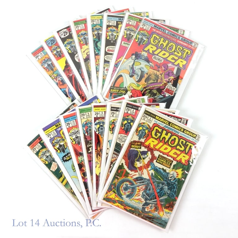 Ghost Rider #5-20 Complete Run, Key MARVEL (16): Ghost Rider (1973) #5 - 20 Complete Run, Key Issue, MARVEL (16). Collection of sixteen (16) Ghost Rider comic books (#5 - 20) from the 1973 run including some Key Issues. Key Issues: #10 - Reprint of 