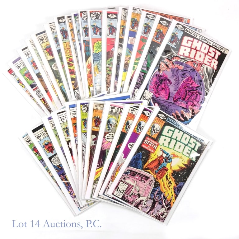 Ghost Rider #21-48 Complete, Key MARVEL (28): Ghost Rider (1973) #21 - 48 Complete Run, Key Issue, MARVEL (28). Collection of twenty eight (28) Ghost Rider comic books (#21 - 48) from the 1973 run including some Key Issues. Key Issues: #22 - Firs