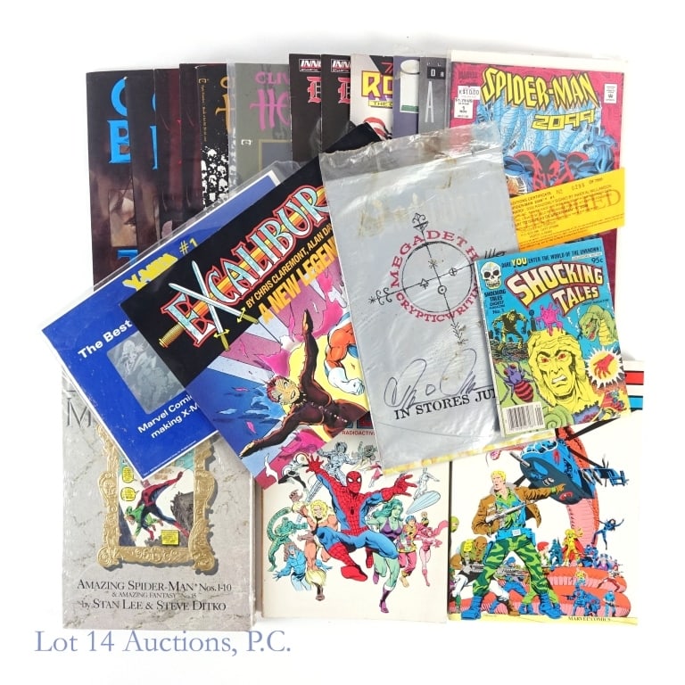 Signed Spider-Man, Hellraiser (18): Signed Spider-Man, Hellraiser (18). Items include: Spiderman 2099 #1 signed, numbered and sealed Rick Leonardi and Al Williamson 0301/7500. Marvel Masterworks vol.1, Amazing Spider-Man & Amazing Fanta