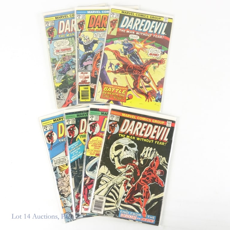 DareDevil Comics #126-132, MARVEL (5): DareDevil Comics #126-132, MARVEL (7). Run of DareDevil comic books from Marvel publishing from #126 - 132. Key Issues: #126 - First appearance of Heather Glenn, the girlfriend of Matt Murdock, first 
