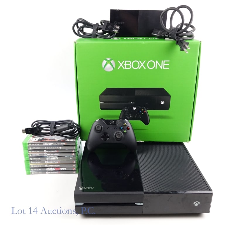 XBox One Console & Games (9): XBox One Console (Tested and working) & 9 Games. Model No. 1540. SN: 026495242748. Includes: AC adapter, 1 controller, and 2 manuals. All items come in original box. Includes: Madden NFL 15, Madden NF