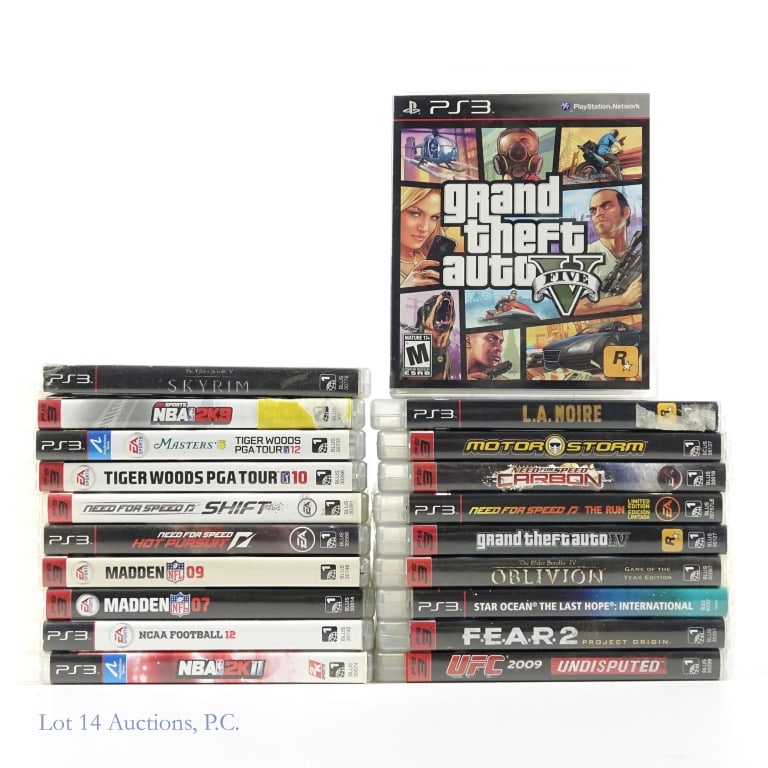 Sony PlayStation 3 PS3 Games (20): Sony PlayStation 3 PS3 Games (20): The Elder Scrolls IV Oblivion; Star Ocean The Last Hope; Fear 2 Project Origin; Grand Theft Auto IV; Grand Theft Auto V; L. A. Noire; The Elder Scrolls V Skyrim; Mot