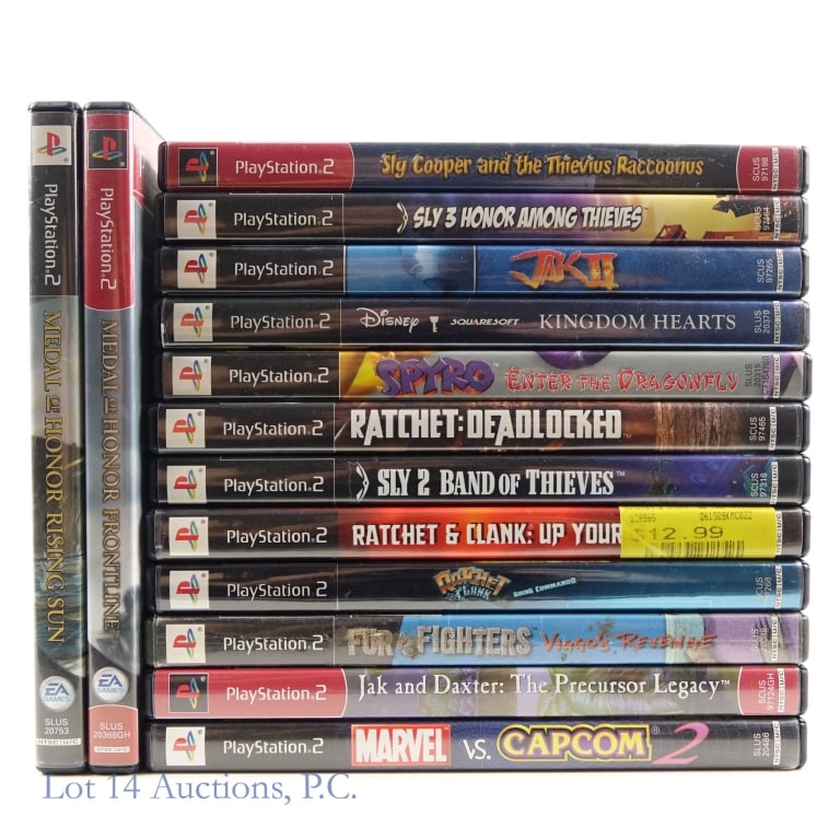 PlayStation 2 Games (14): 14 PlayStation 2 games. Includes: Ratchet: Deadlocked, Ratchet & Clank: Going Commando, Ratchet & Clank: Up Your Arsenal, Spyro: Enter The Dragonfly, Kingdom Hearts, Jak and Daxter: The Precursor Lega