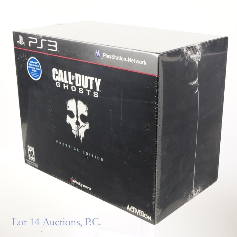 PS3 Call of Duty: Ghosts Prestige Edition, Sealed: Playstation 3 Call of Duty: Ghosts Prestige Edition game set. Factory sealed in box. Includes bonus digital content and items such as a 1080p HD Tactical Camera, Collector's Steelbook, Paracord Strap.