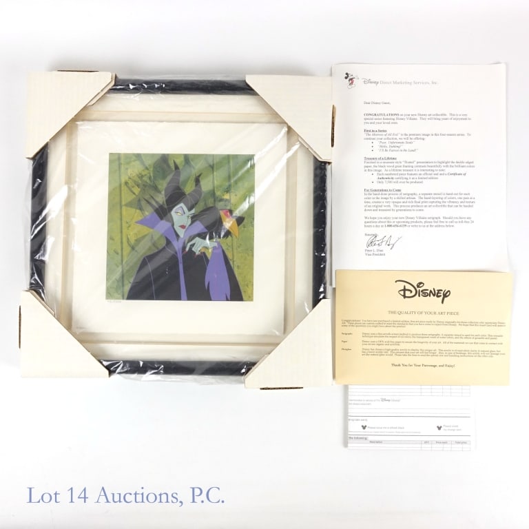 Disney "The Mistress of All Evil" Print: Disney Art Classics Maleficent "The Mistress of All Evil" Print. Limited edition #148/7500. Measures 14"L x 14"W. Framed under glass with original box and letter.