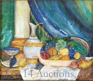 Oil Still Life With Fruit Signed Stringfellow
