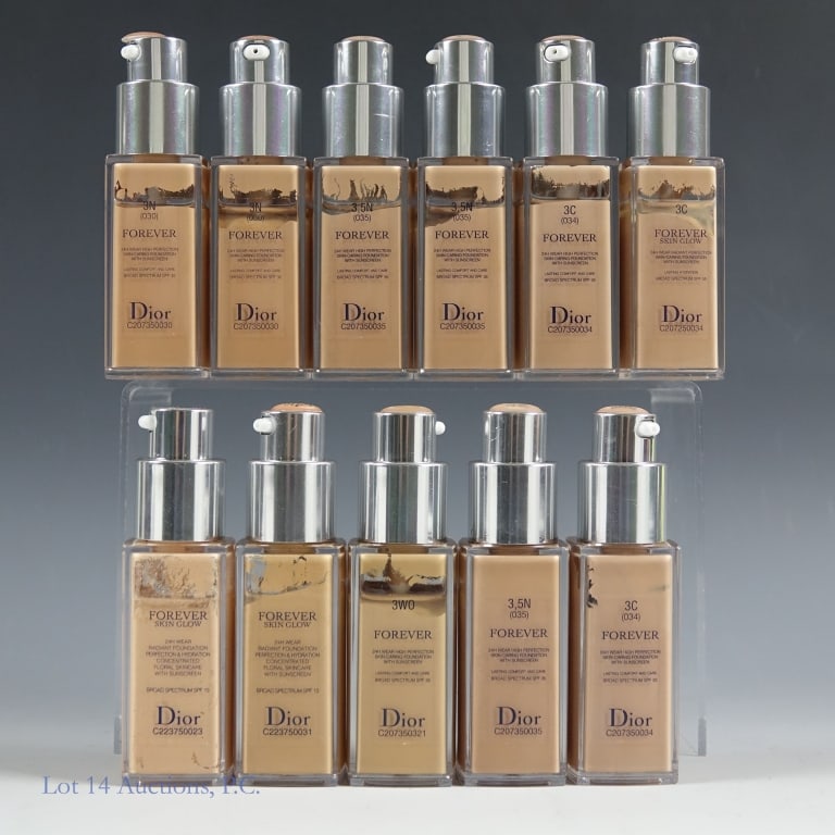 Dior Forever Foundation Shade 3 and 3.5 20ml (11): 11 new and unopened 20ml bottles of Dior Forever Transfer Proof 24H Foundation in various versions of shades 3 and 3.5. Two are 3N, three are 3.5N, two are 3C. One is unmarked but in the 3.5 range, on