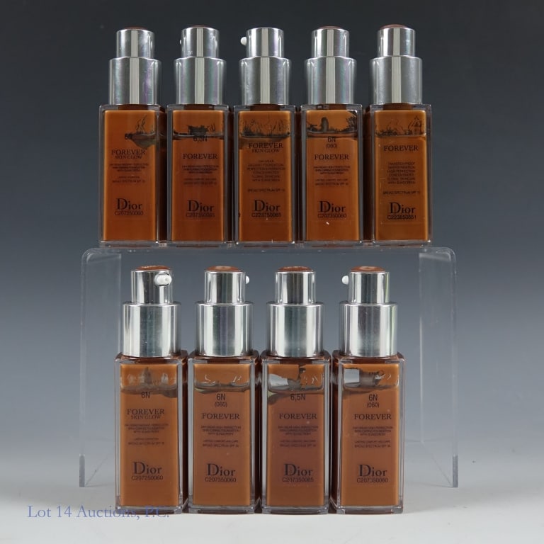 Dior Forever Foundation Shade 6 and 6.5 20ml (9): 9 new and unopened 20ml bottles of Dior Forever Transfer Proof 24H Foundation in various versions of shades 6 and 6.5. Three are GLOW 6N, three are 6N, two are 6.5N, and one is 6.5W. Some have past ex