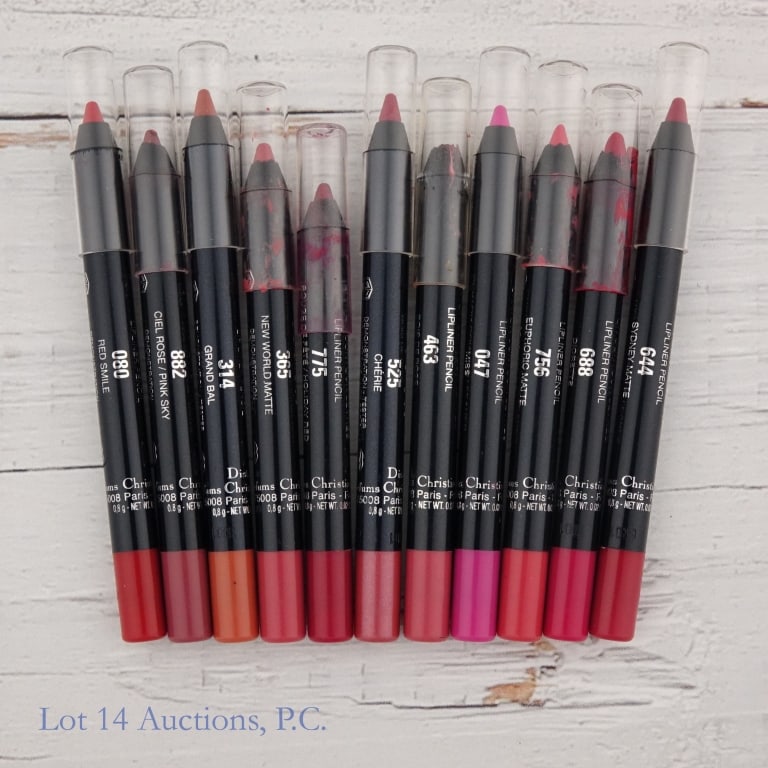 Dior Lipliner Crayon Pencil Various Shades (11): Eleven 0.8g Dior Crayon Contour Levres Lipliner Pencils. The shades are as follows: 775, 463, 882, 688, 047, 365, 756, 314, 525, 080, 644. These are brand new and unopened tester containers. Some appe