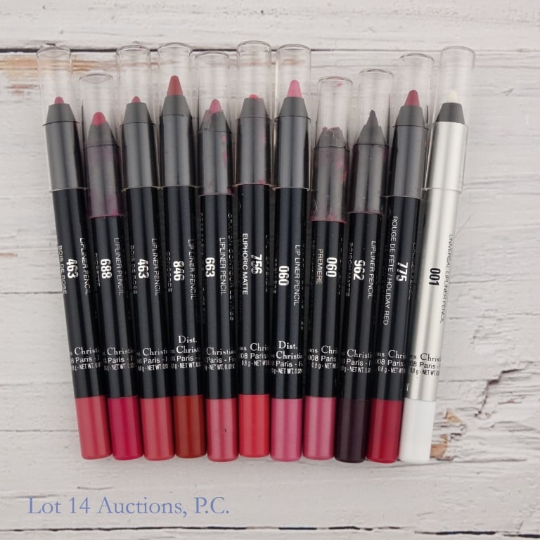 Dior Lipliner Crayon Pencil Various Shades (11): Eleven 0.8g Dior Crayon Contour Levres Lipliner Pencils. The shades are as follows: 001, 060, 060, 463, 463, 663, 846, 756, 962, 688, 775. These are brand new and unopened tester containers. Some appe