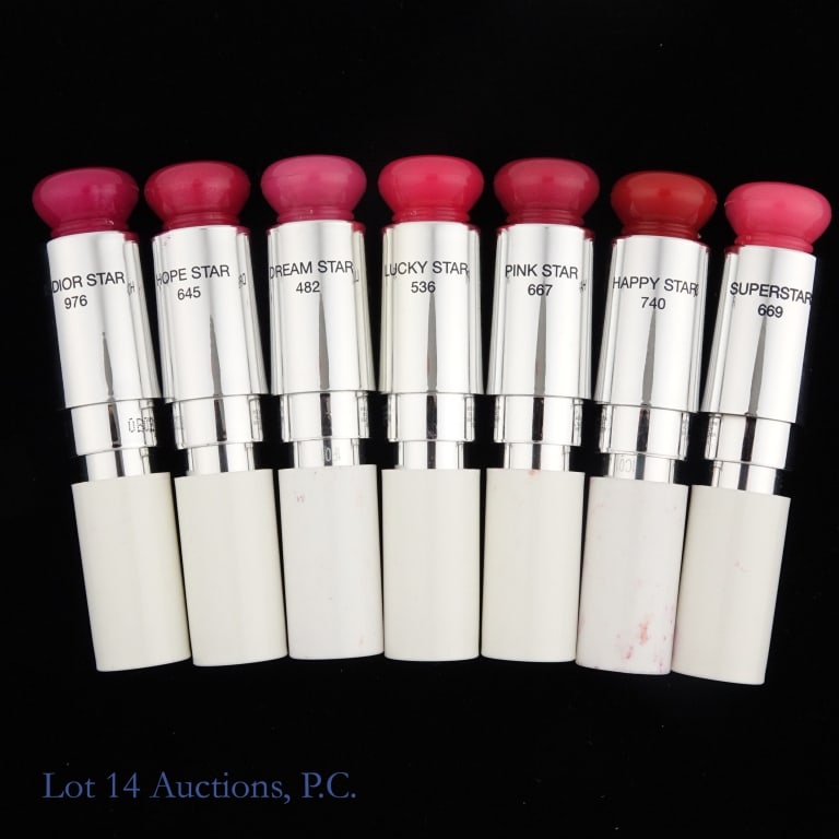 Dior Addict Stellar Halo Shine Various Shades (7): Seven tubes of Dior Addict Stellar Halo Shine lipstick in the following shades: 699, 740, 536, 482, 667, 645, 976. These are brand new and unopened tester containers. Some appear slightly damaged from