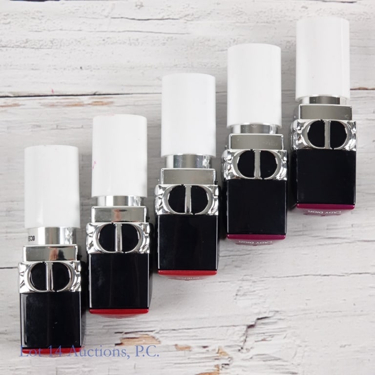 Dior Rouge Metallic Lipstick Various Shades (5): Five tubes of Dior Rouge Lipstick with the Metallic finish in the following shades: 792, 525, 582, 976, 762. These are brand new and unopened tester containers. Some appear slightly damaged from trave