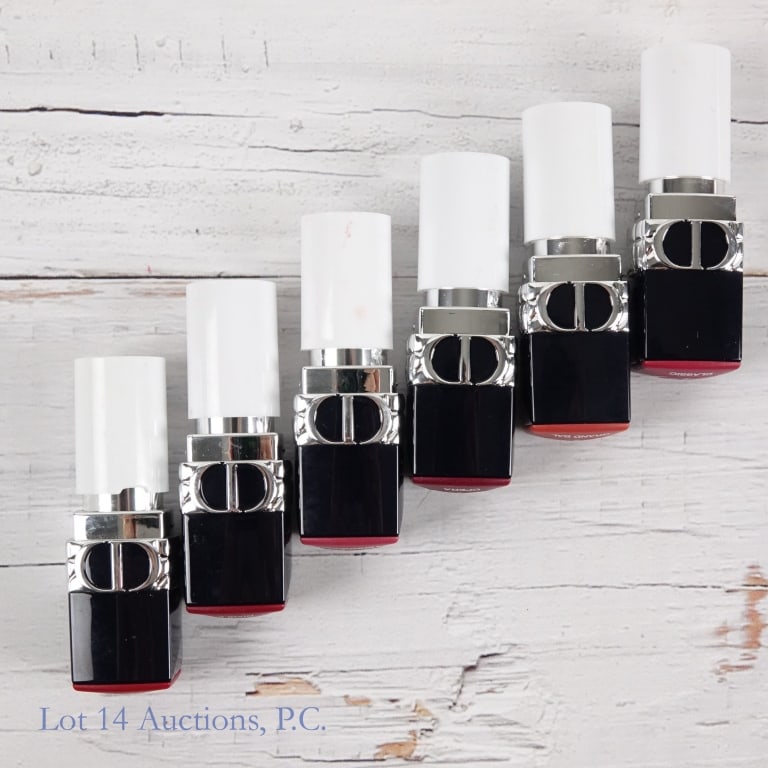 Dior Rouge Matte Lipstick Various Shades (6): Six tubes of Dior Rouge Lipstick with the Matte finish in the following shades: 975, 666, 951, 314, 724, 772. These are brand new and unopened tester containers. Some appear slightly damaged from trav