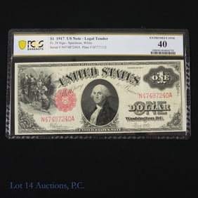 1917 USA $1 Legal Tender Note (PCGS EF-40)