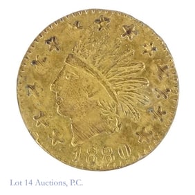 1880 USA 1/4 Gold Round California Token