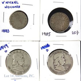 1883 - 1949 USA 90%-Silver & Other Coins (4)