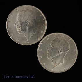 1938 Sweden 80%-Silver Comm. 2 Kronor (2)
