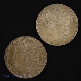 1880 & 1889 USA Silver Morgan Dollars (2)