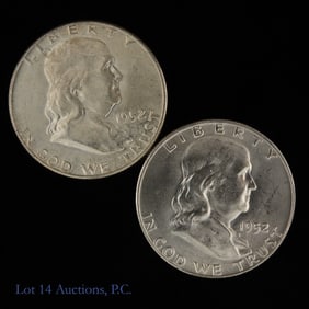1952p & 1952d USA 90%-Silver Franklin 50c (CH BU)