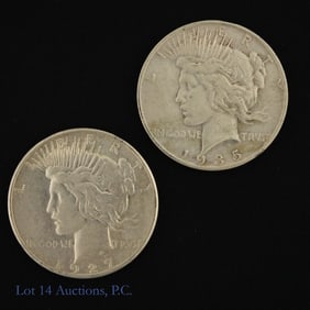 1927s & 1935s USA 90%-Silver Peace $1 (2)