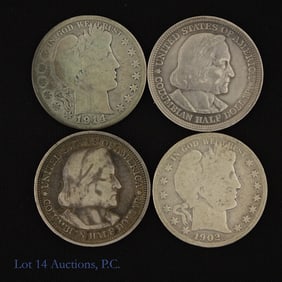 1892 - 1914 USA 90%-Silver Half Dollars (4)