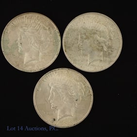 1923 (P) USA 90%-Silver Peace Dollars (3)