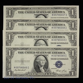 1935 USA $1 Silv Cert Blue w/ Cons S/Ns GEM CU, 4