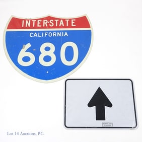 California I-680 Interstate & Arrow Signs (2)