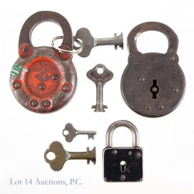 Three Vintage Padlocks With Keys
