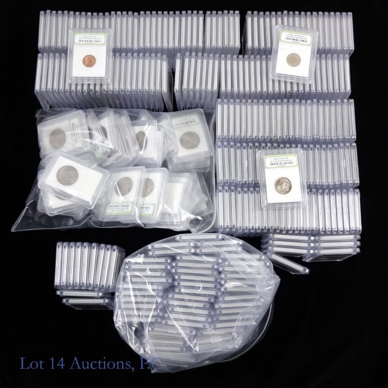 Modern U.S. BU & Proof INB Slabbed Coins (270): Two hundred seventy (270) United States modern coins slabbed and graded brilliant uncirculated and DCAM proof by the International Numismatic Bureau with different dates and mint marks as follows: ---