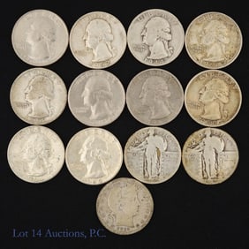 1916 - 1976 USA 90%-Silver & Clad Quarters (13)