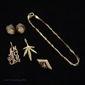 Assorted Gold Jewelry (Earrings, Pendants, etc)