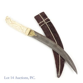 Indo-Persian Dagger Damascus Blade Bone Handle
