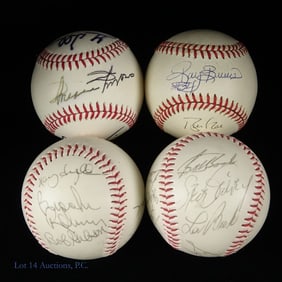 4 Signed Baseballs With Many Signatures