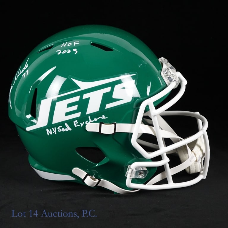 New York Jets Joe Klecko Signed FS Helmet Beckett: New York Jets Joe Klecko signed Riddell full size replica helmet. Beckett COA W668193. **Beckett Witnessed On 6/24/23 In Chantilly, VA** Inscribed "HOF 2023, NY Sack Exchange"