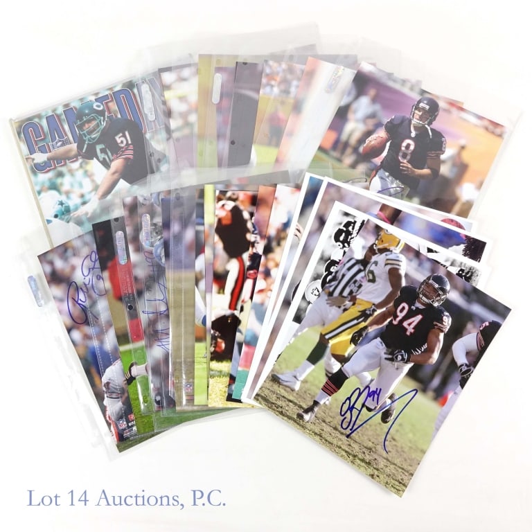 Autographed Chicago Bears Pictures (22+1): ** This lot is sold "as is" with no COAs or guarantees. ** 22 pictures (+ 1 program) signed by members of the Chicago Bears. Players include: Mark Anderson, Neal Anderson, Brendon Ayanbadejo, Bernard 