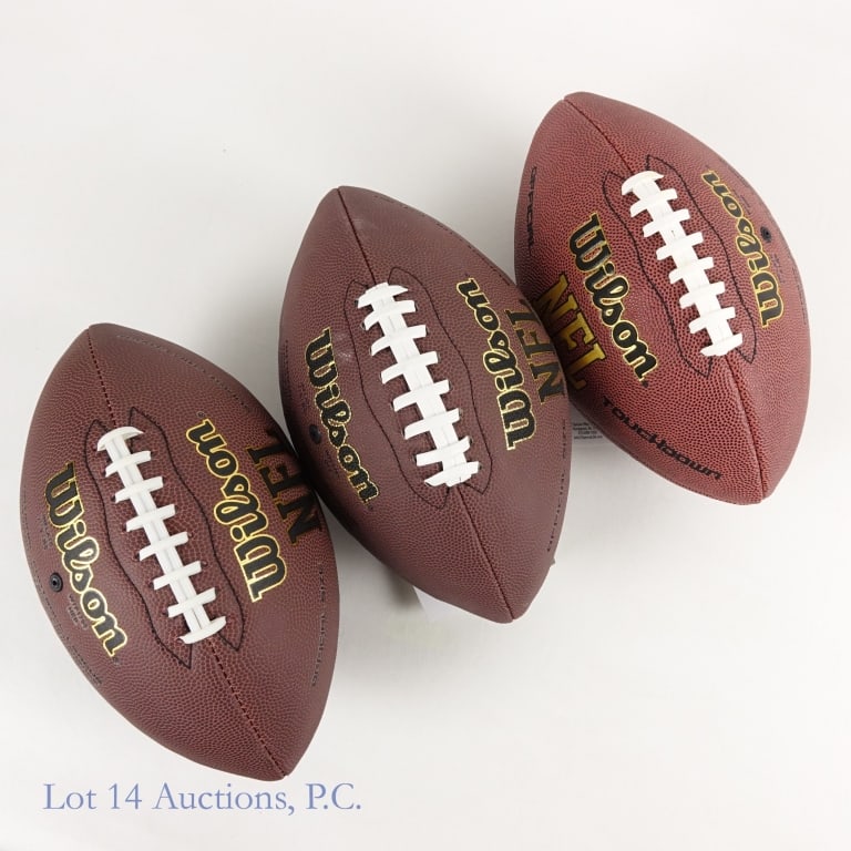 Signed NFL HOF Footballs (3), COA: 3 signed NFL Hall Of Fame footballs: Rayfield Wright (JSA COA WP07963), Larry Little (Schwartz COA A562194) and Jerry Kramer (Sport Memory COA).