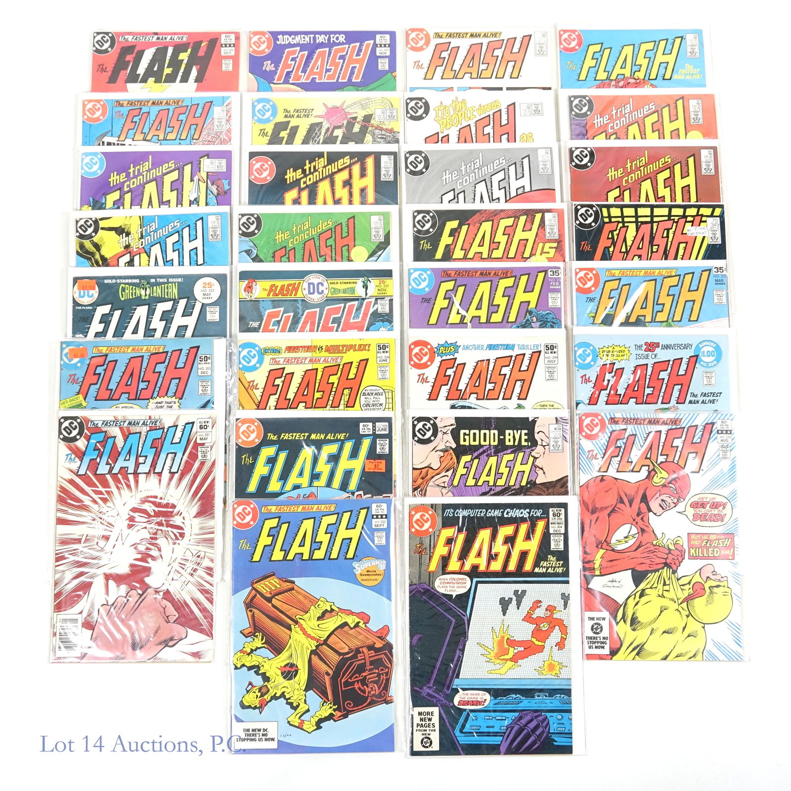 The Flash Ranging #233-350, Key Issues DC (30): The Flash Ranging #233-350, Key Issues DC (30). Thirty (30) The Flash comic books ranging from #233 - 350 including some Key Issues. Key Issues included: #304 - First appearance of Colonel Computron;