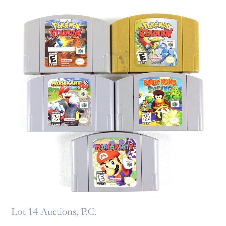 Nintendo N64 Games Pokemon, Mario (5): (5) Nintendo N64 games, cartridges only - Pokemon Stadium, Pokemon Stadium 2, Mario Party, Mario Kart 64 and Diddy Kong Racing.