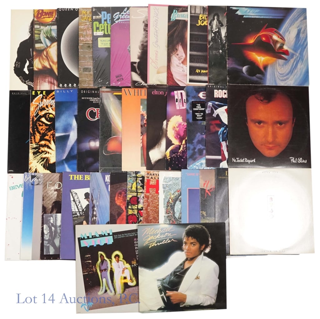 Vinyl Records Jackson, Crue, Houston, Soundtracks: 38 vinyl LP records including but not limited to: Michael Jackson, David Bowie, Whitney Houston, Billy Joel, Elton John, Motley Crue, Hall & Oates, ZZ Top, Movie Soundtracks and more. Albums all appea