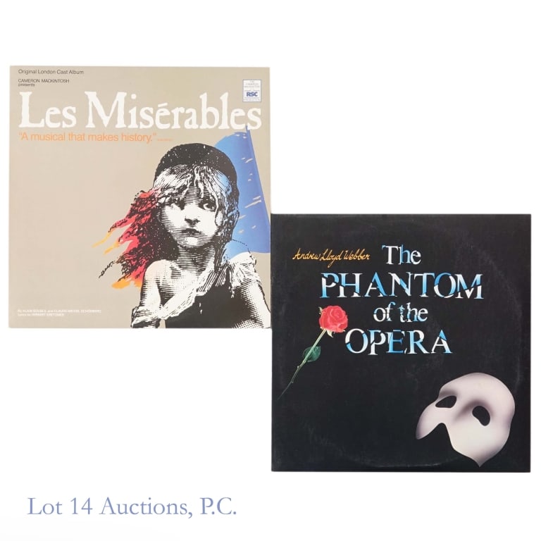 Vinyl Records Les Miserables, Phantom Of The Opera: Vinyl records: Les Miserables Original London Cast Album 2LP and The Phantom Of The Opera Original London Cast Album 2LP. Albums all appear playable with minimal wear. See photos for details.