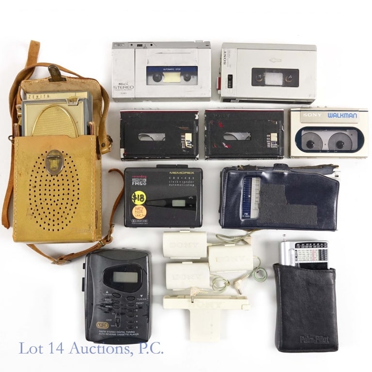 Sony Walkman, Portable Radio, Cassette Player (10): Lot includes 3 Sony Walkman, 1 Sony cassette recorder, 2 Aiwa cassette recorders, 1 Memorex cassette player, 1 Tozai cassette player, 1 Grundig portable radio, 1 Zenith portable radio, 1 Sony Walkman 