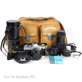 Canon AE-1 Film Camera, Lenses, Filters, Bag