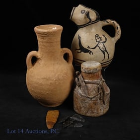 Antique Pottery, Canteen, and Arrowheads (2+1+6)