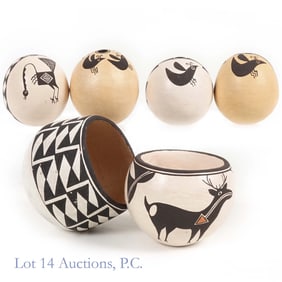 Acoma Pottery Lot, Dolores & Lucy M. Lewis (6)