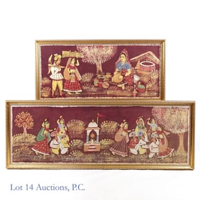 Vintage Indian Art - Hand Painted Fabric (2)